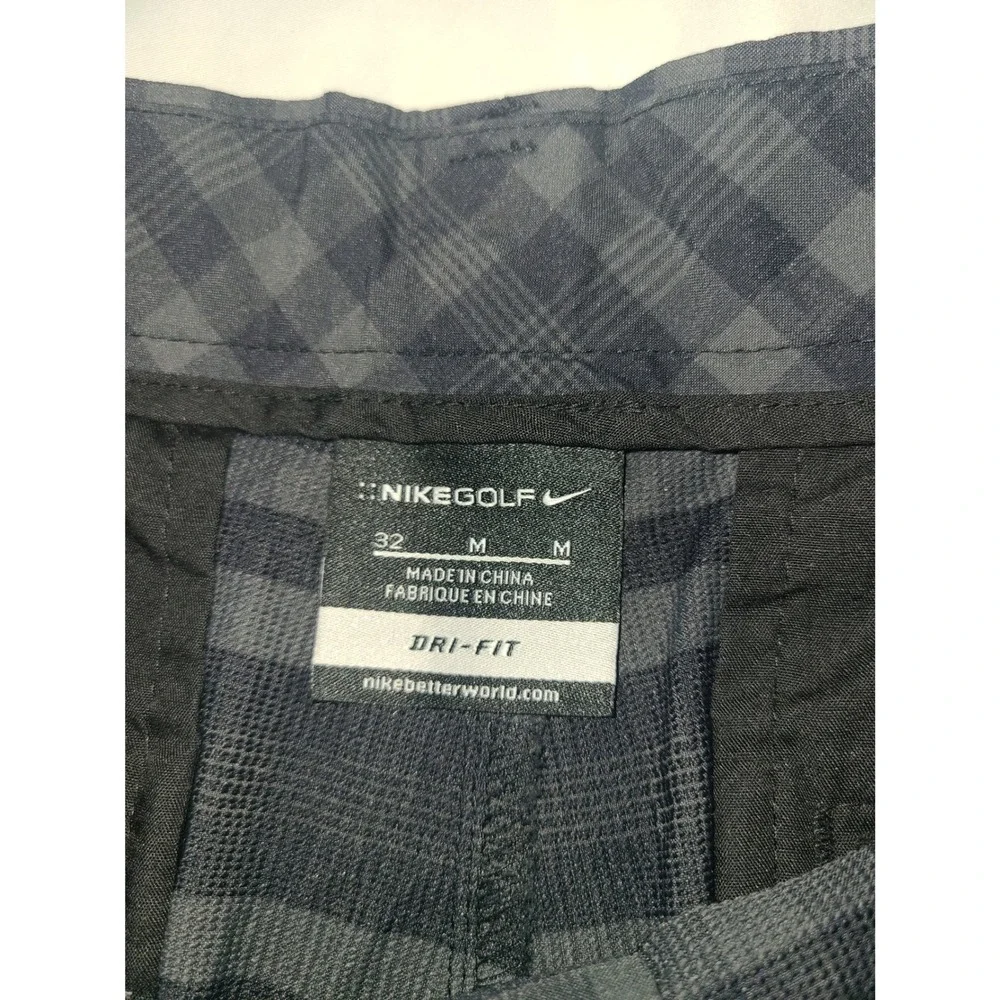 Nike Golf Dri Fit Plaid Shorts Mens Size 32 Grey Lightweight Performance